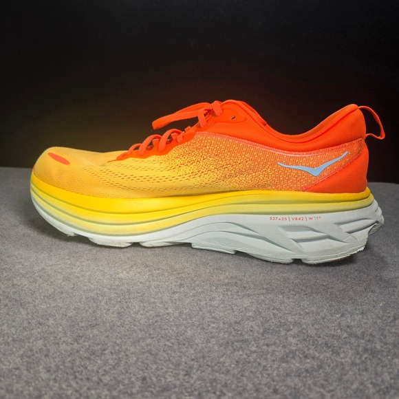 Hoka Bondi 8 Mens 14 Orange Yellow Running Shoes 1123202 PBAY Max Cushion main image 8